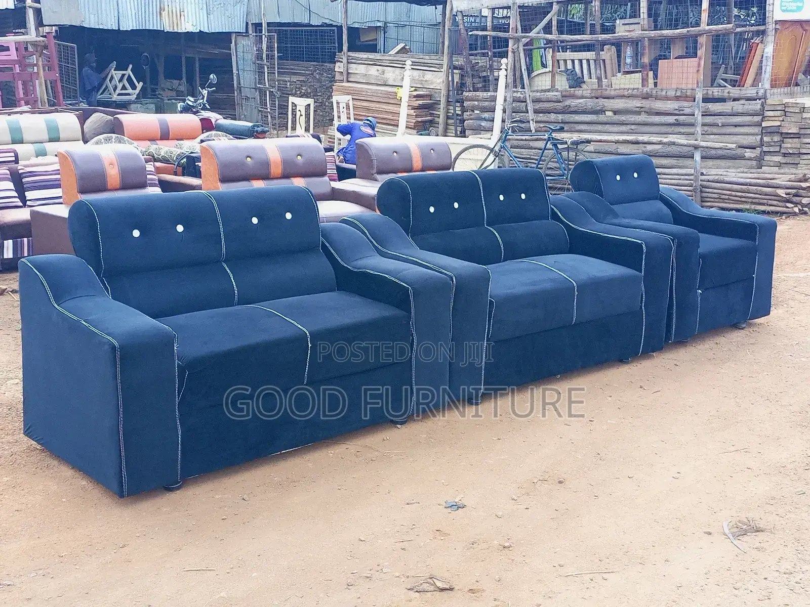 Black Five Seater Sofa Set
