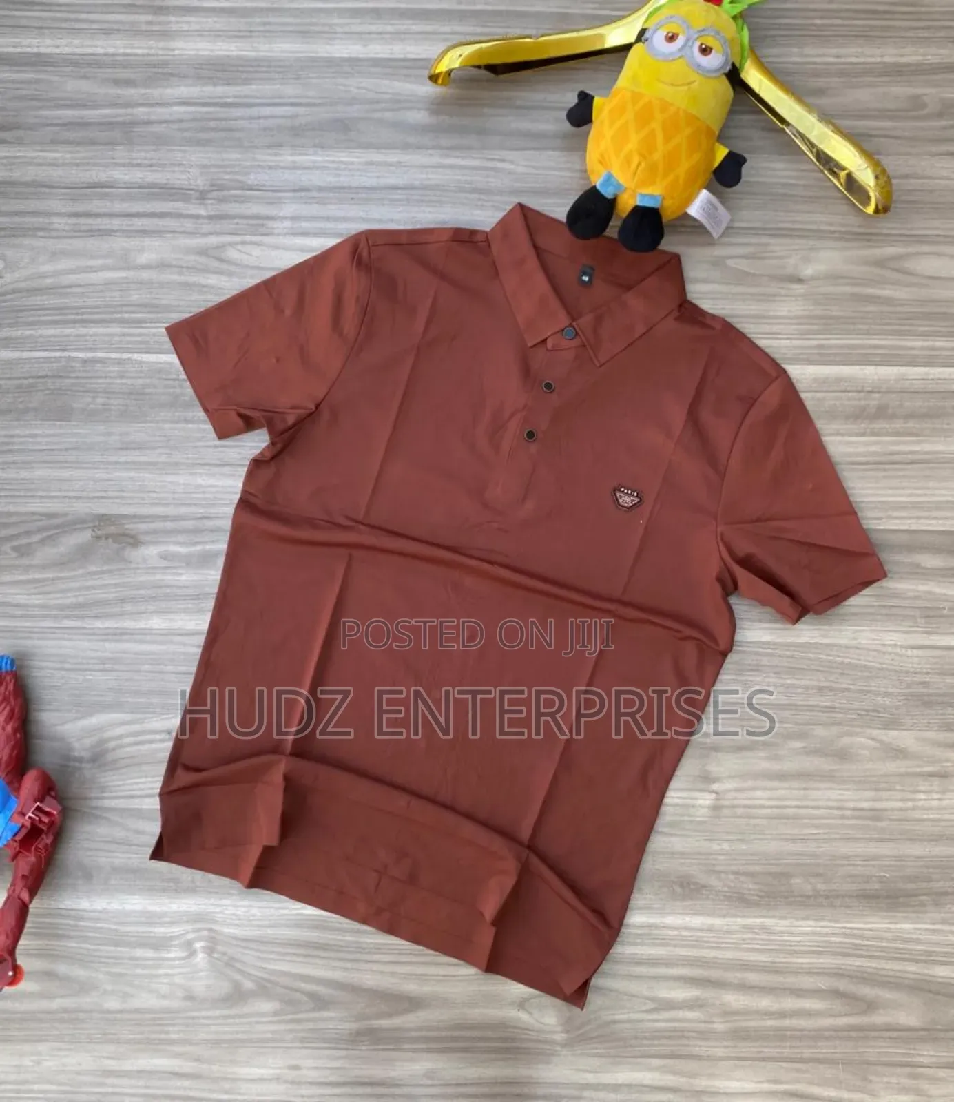 High Quality Collar T-Shirt Brown