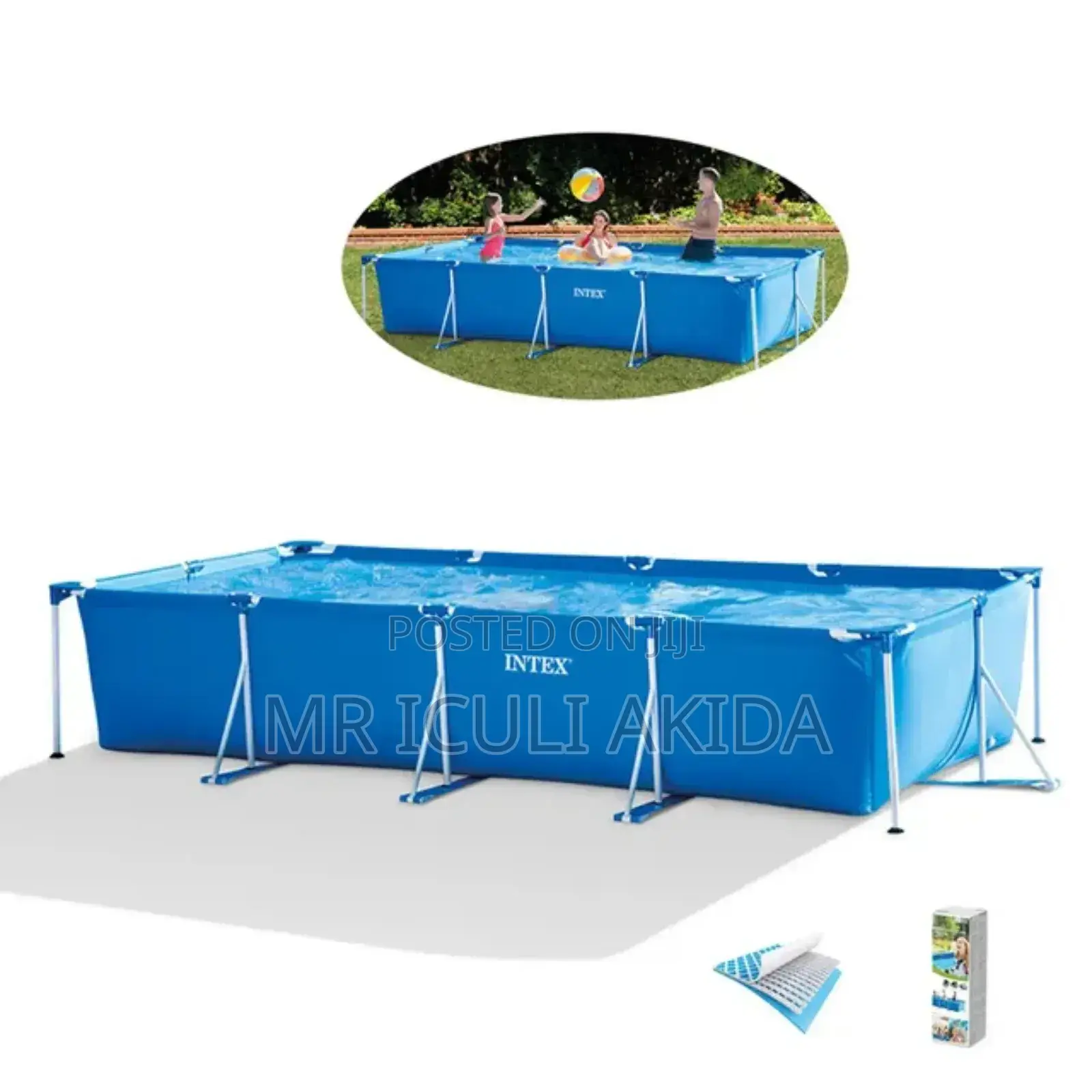 Intex 4.5x2.2x0.84m Rectangular Tubular Family Swimming Pool