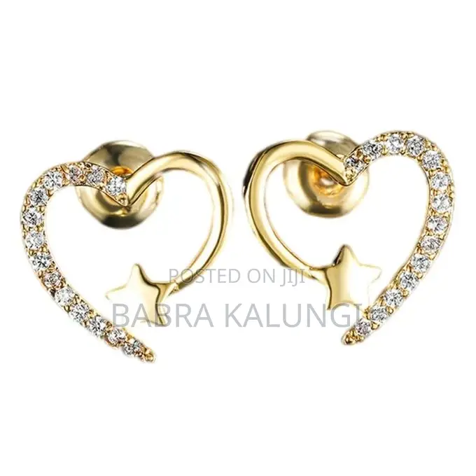 1 Pair Heart Stud Earrings for Christmas Birthday Gift