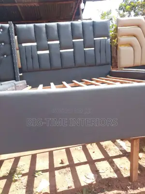 Elegant 5*6 Gray Leather Bed With Stickers