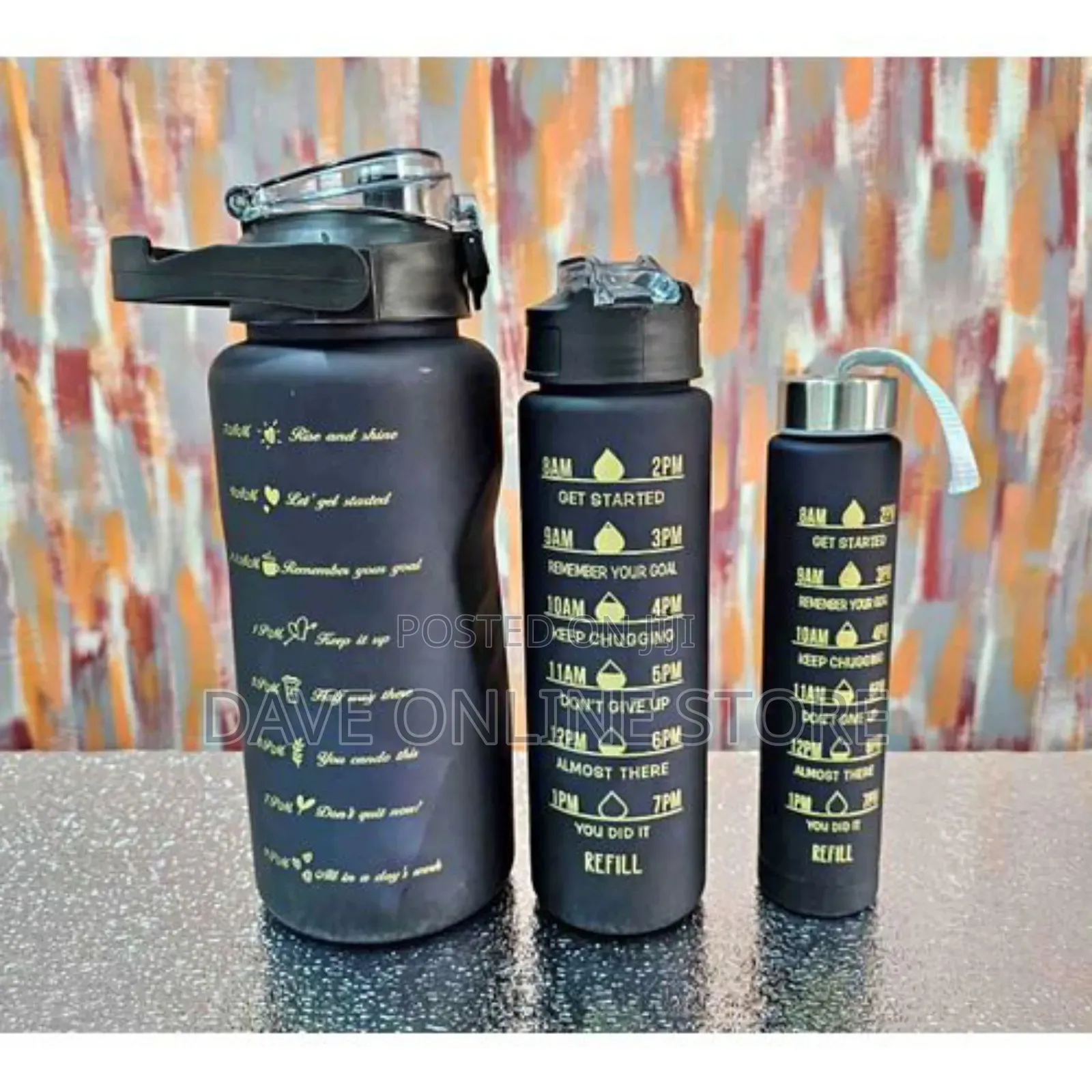 3 PCS/Set Sport Water Bottle - Black