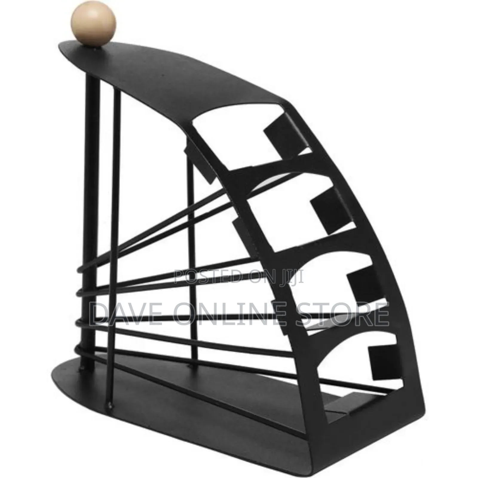 Black Metal Fan Design 4 Slot TV Remote Control Caddy