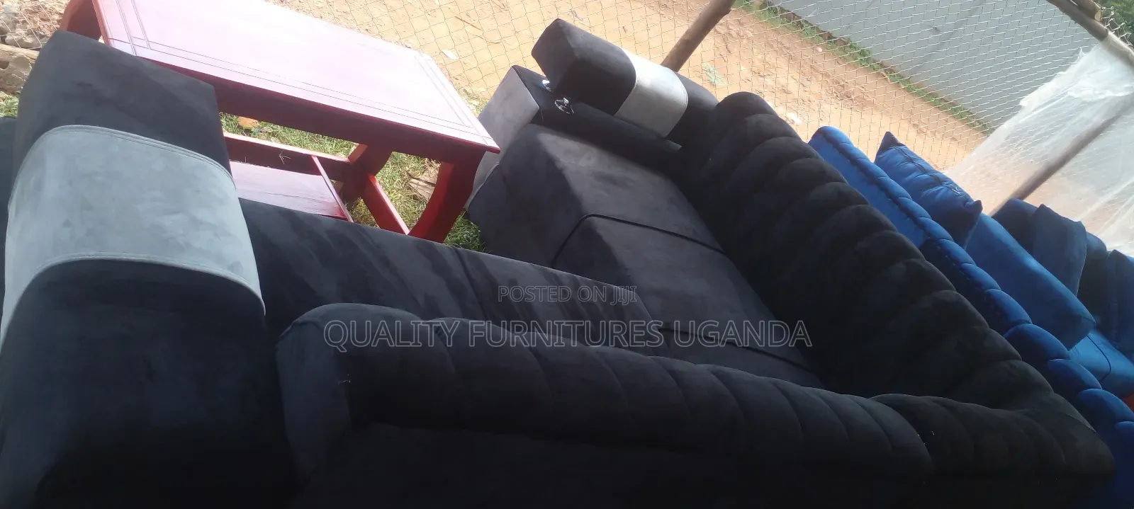 L Sofa Set in Black Colour Readily Available