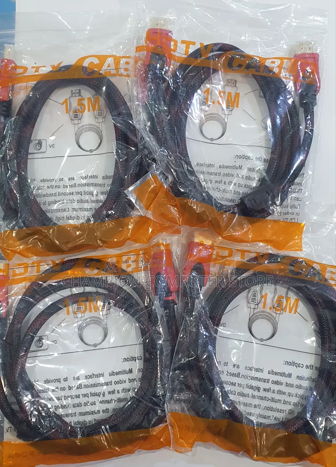 1.5m Metre Black and Red Braided Hdmi Cable High Speed 1.4v