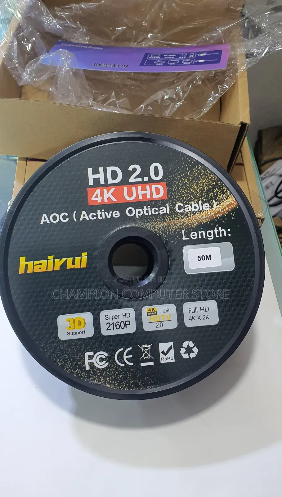 50m Metres 4k Hdmi Cable Uhd 2.0/2.1 Fibre Optic Cable