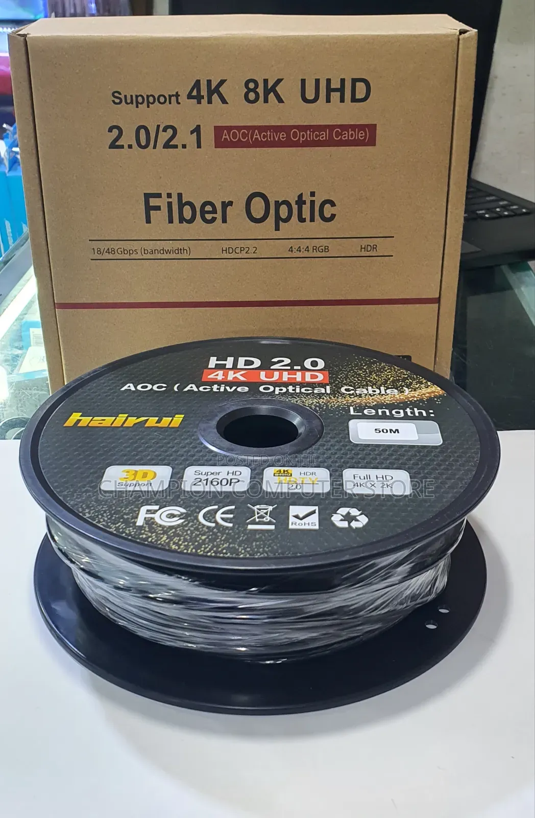 50m Metres 4k Hdmi Cable Uhd 2.0/2.1 Fibre Optic Cable
