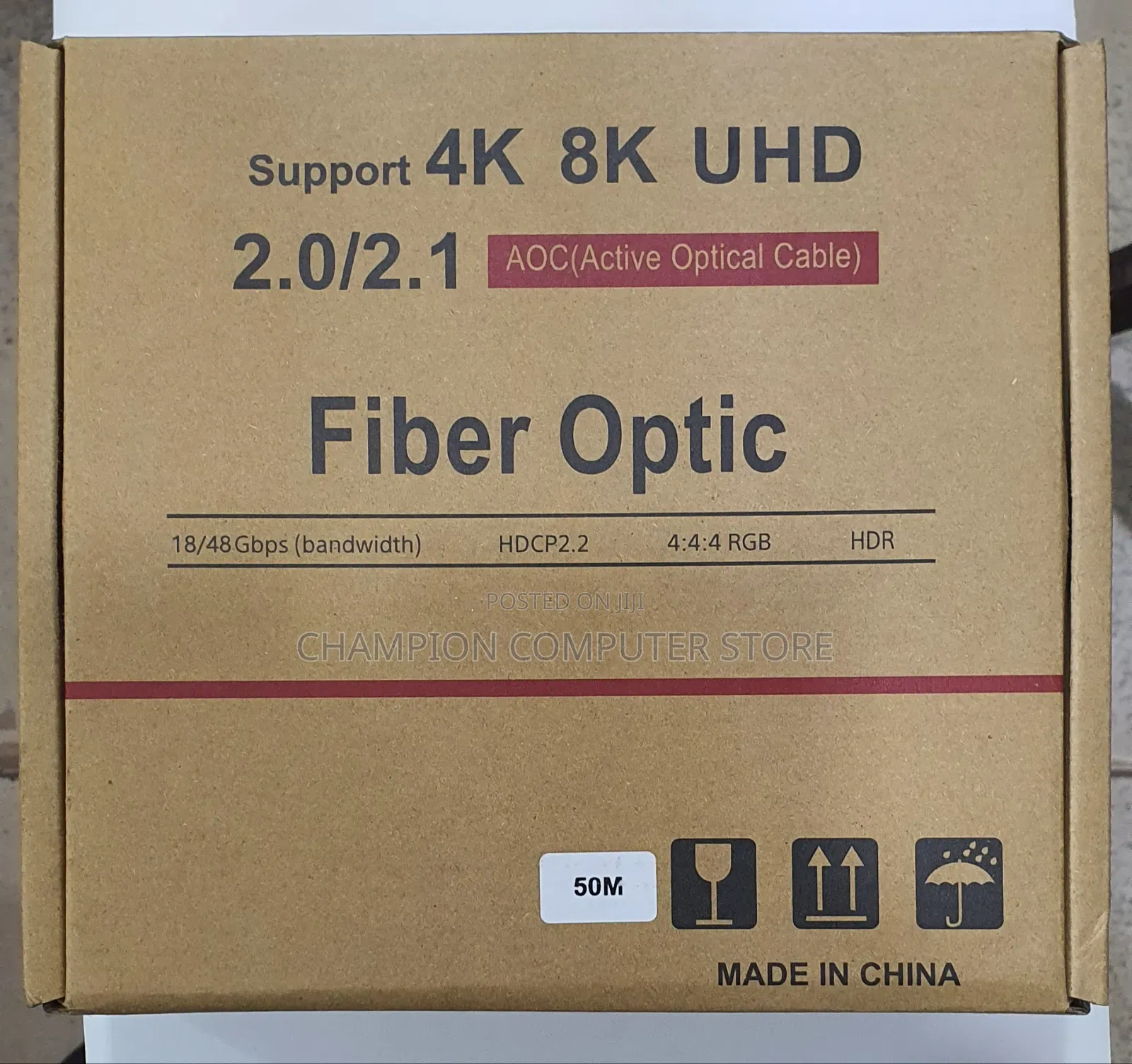 50m Metres 4k Hdmi Cable Uhd 2.0/2.1 Fibre Optic Cable