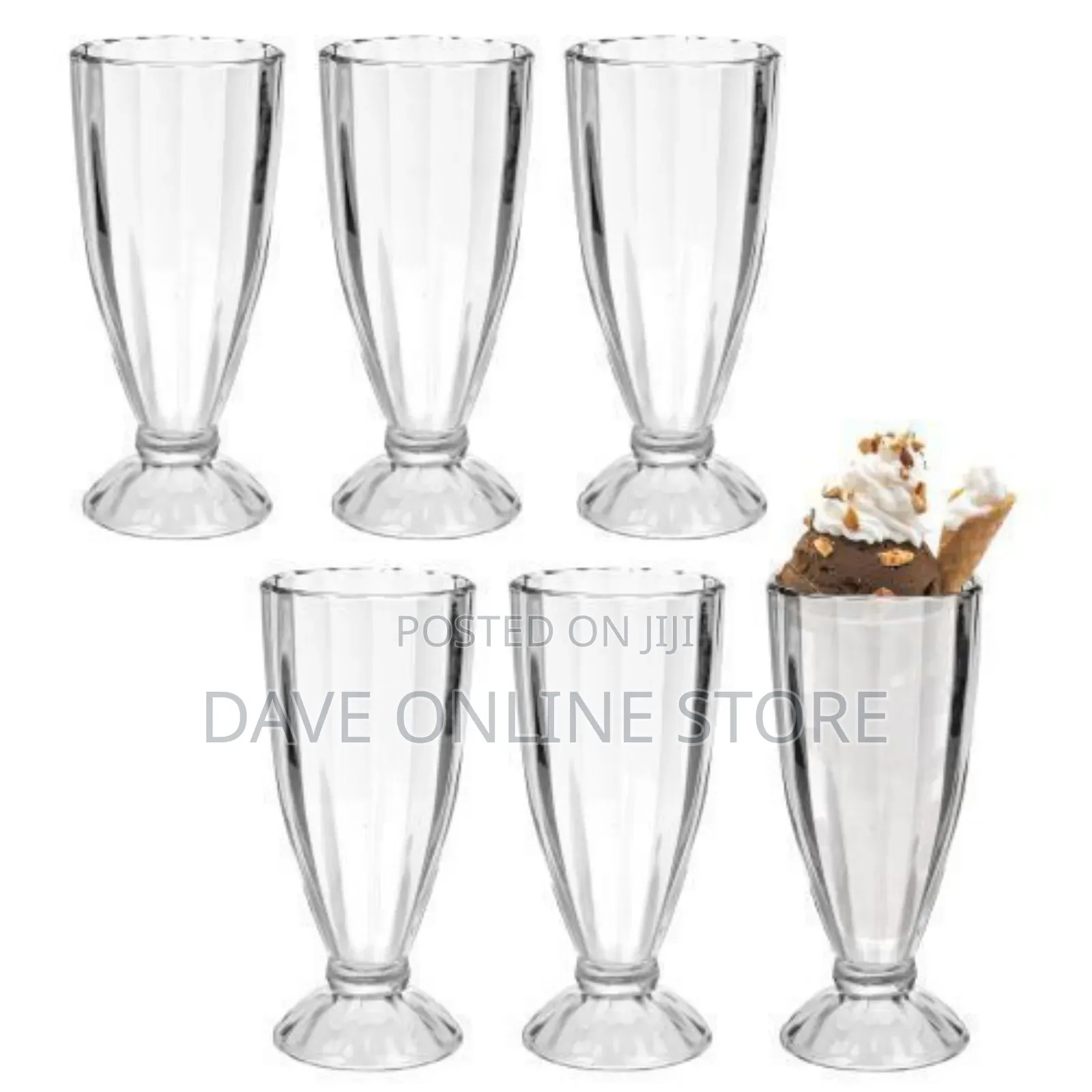 6 Pieces Set of Milk Shakes/Ice Cream Drinking Glasses