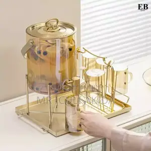 3L Glass Jug Juice Tap Dispenser Set WTH 6cups and Tray