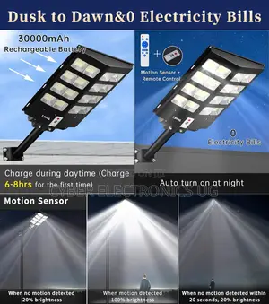 1pc 1000w Solar Street Light Outdoor With Motion Sensor and Remote
