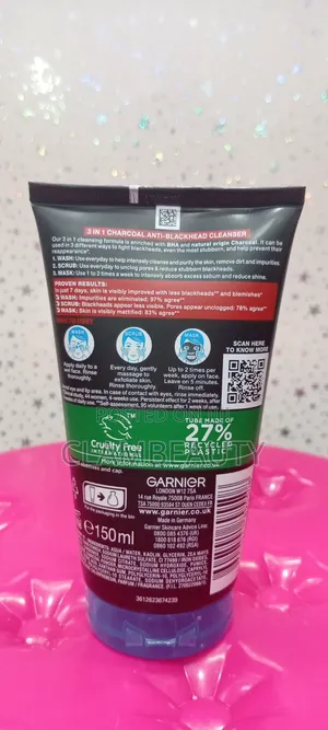 Garnier Pure Active 3 in 1 Charcoal Wash Scrub Mask