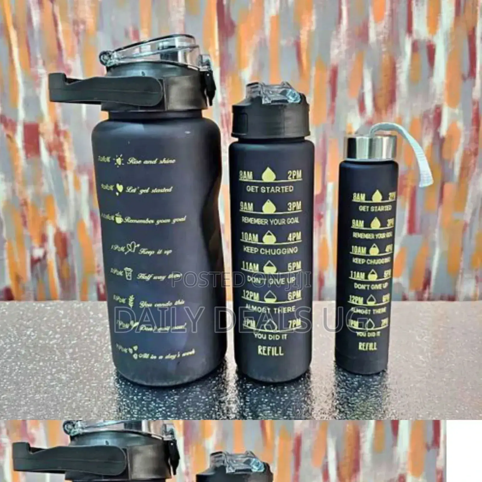 Black Water Bottle Set