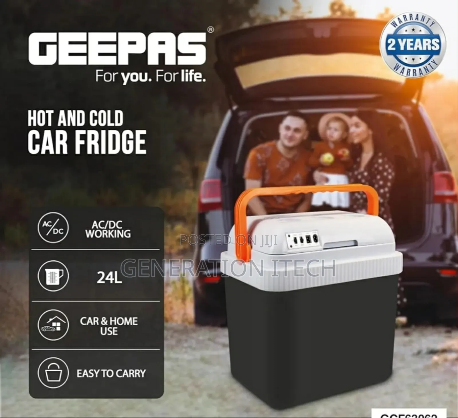 Geepas 24 Litre Hot and Cold Car Frigde Portable Frdge AC/DC