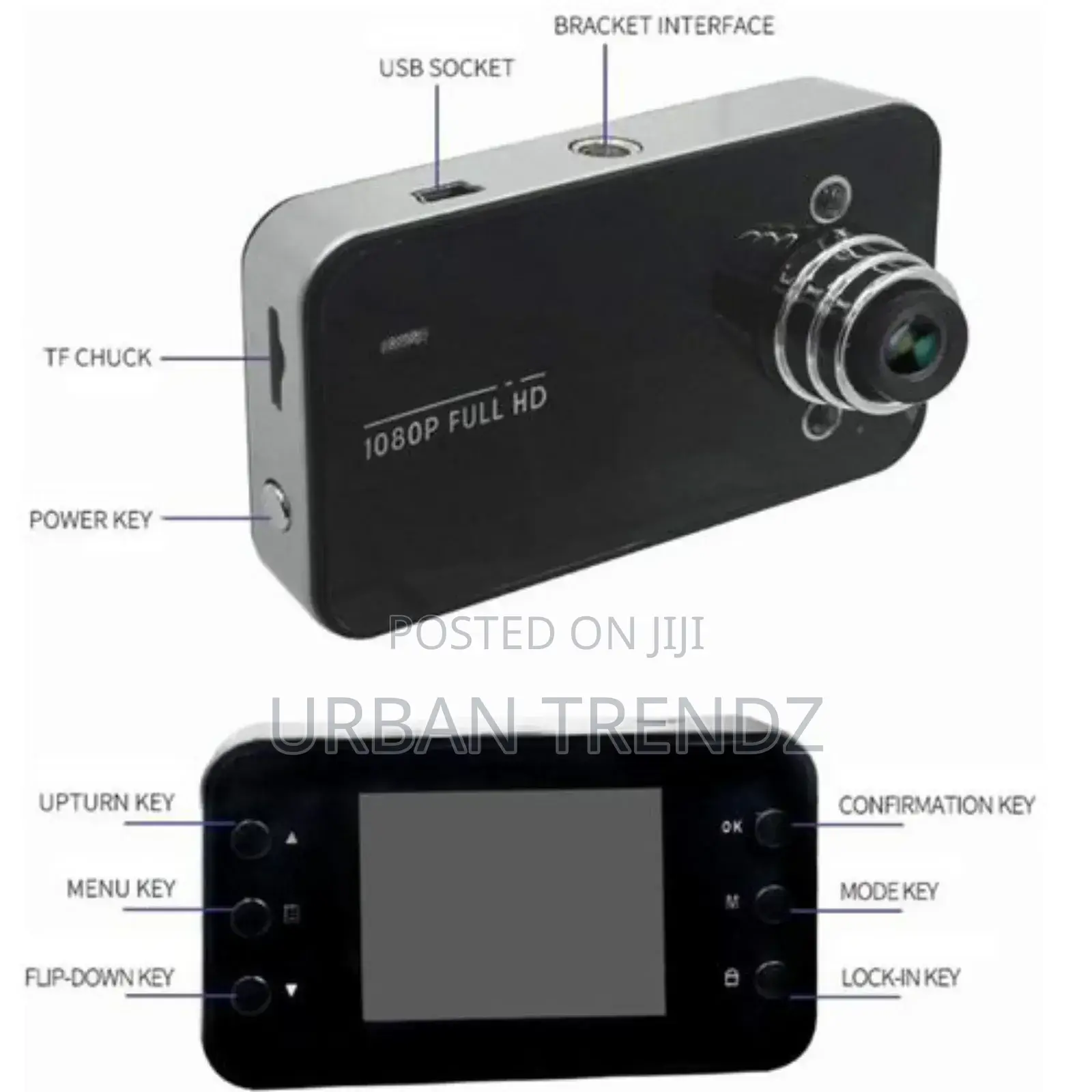 1080P HD Night Vision Dash Car Camera Front Inside Rear