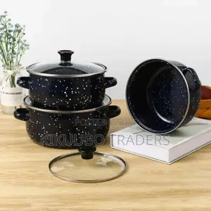 3pcs Enamel Casserole Cookware Pots Set