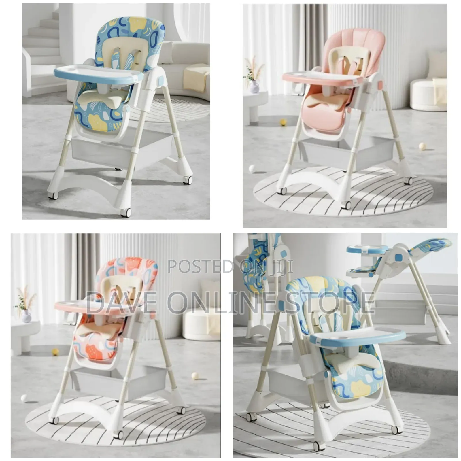 Sit and Lie Adjustable Kids Feeding Chair With Wheel