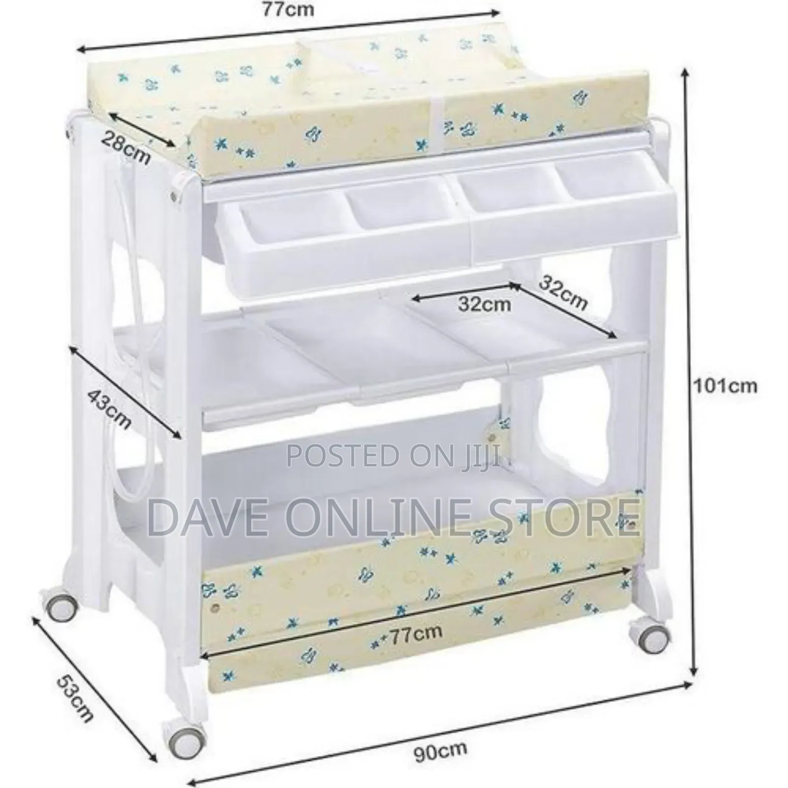 Multifunctional Changing Baby Diaper Table 3 in 1 - White