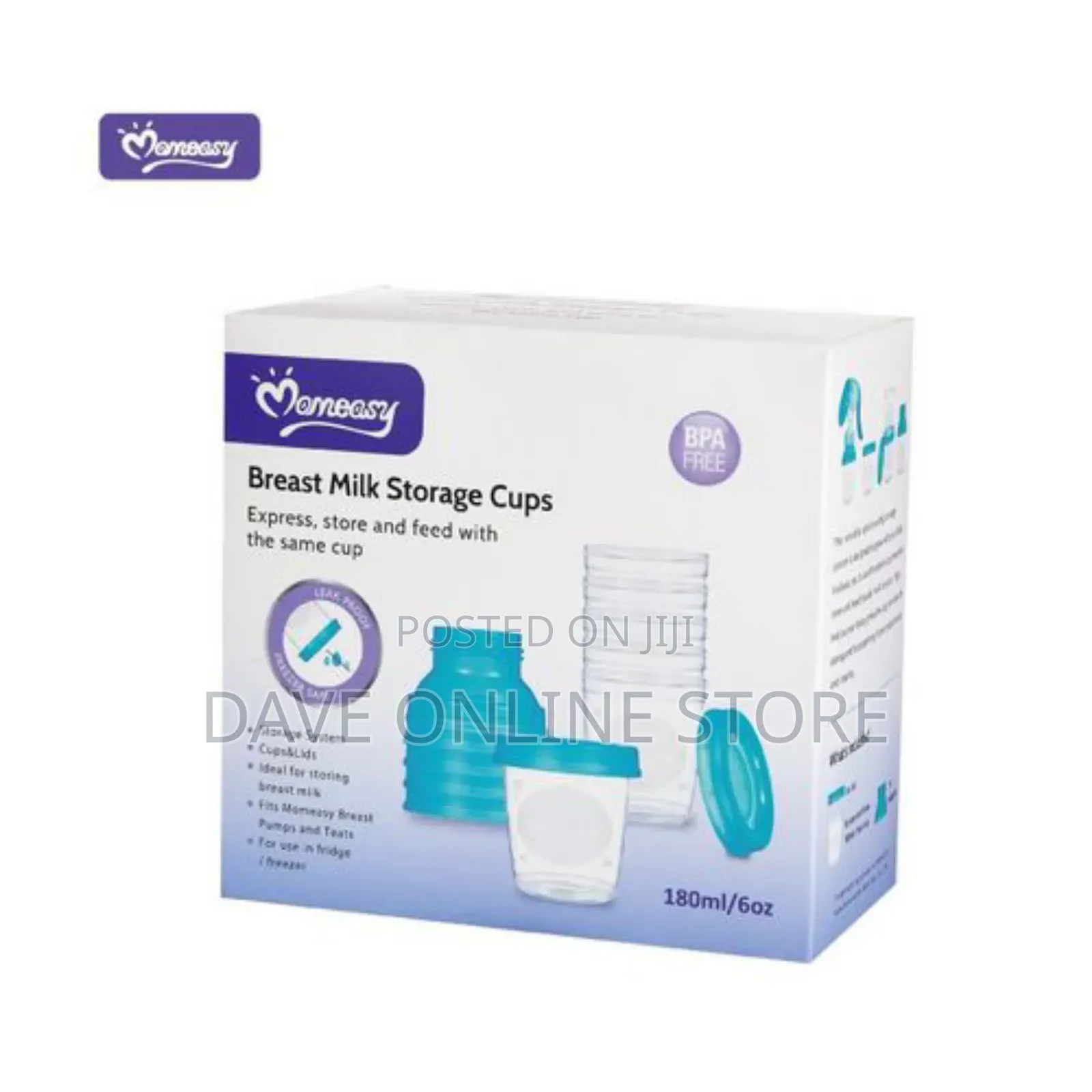 Momeasy Breast Milk Storage Cups 180ml/6oz-6cups-White Blue