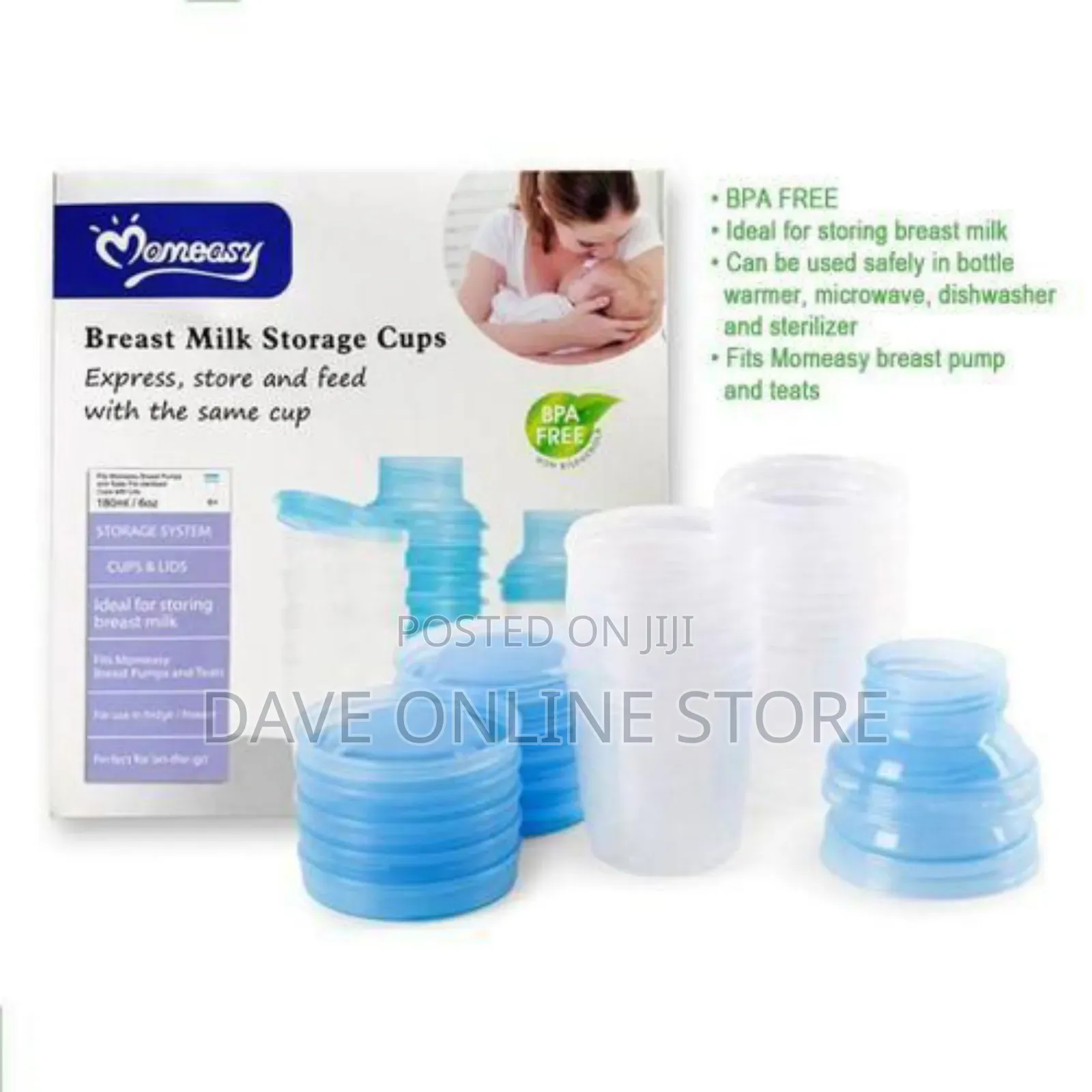 Momeasy Breast Milk Storage Cups 180ml/6oz-6cups-White Blue