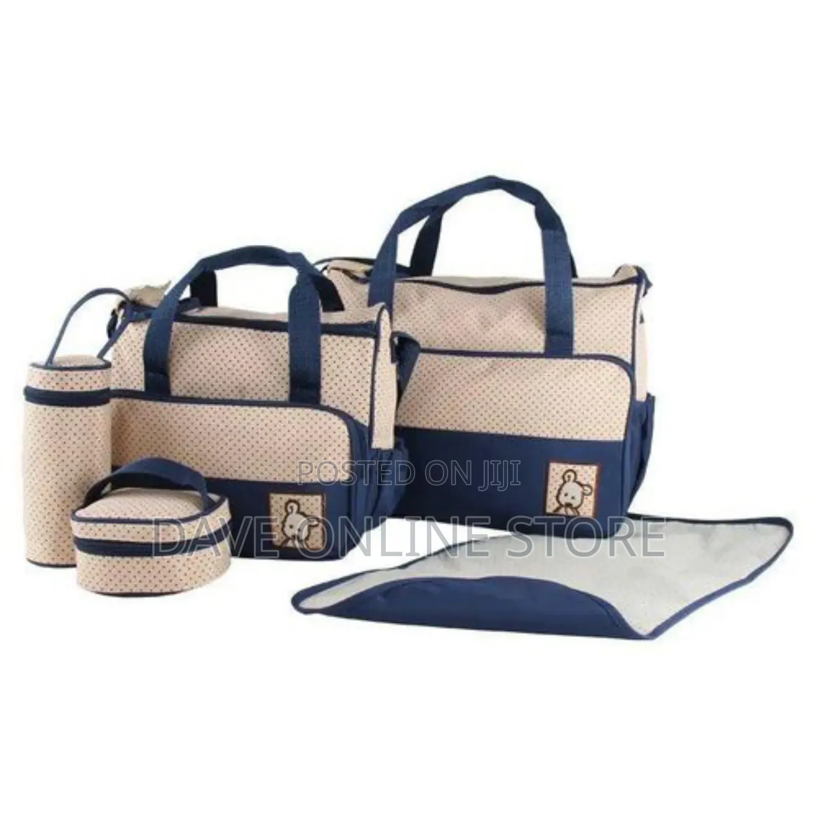 Maternity 5pcs Nappy Baby Diaper Bag Tote Baby Set -Blue