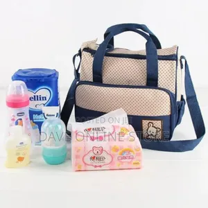Maternity 5pcs Nappy Baby Diaper Bag Tote Baby Set -Blue