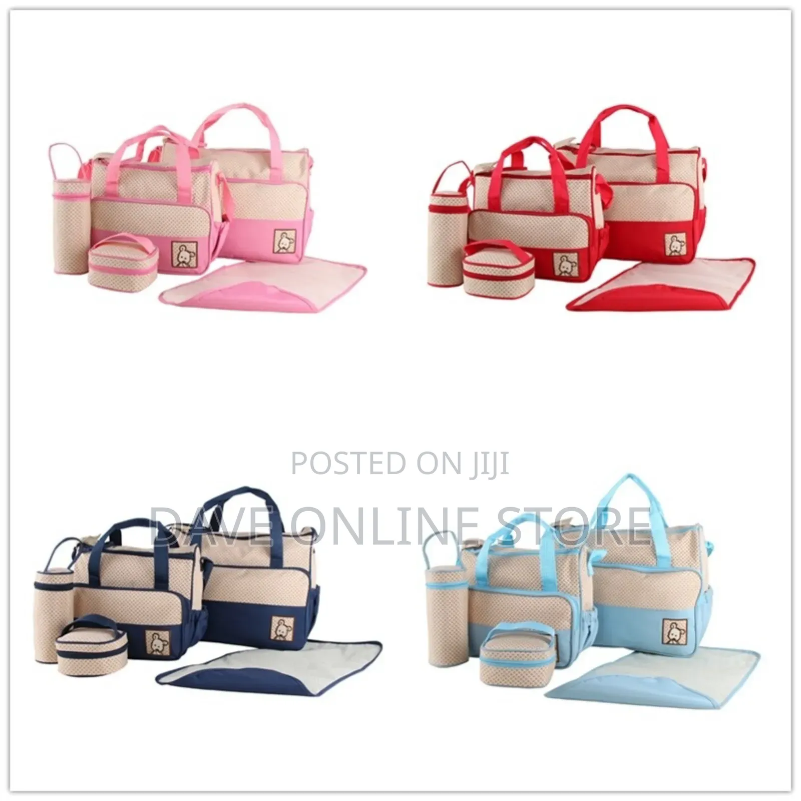 Maternity 5pcs Nappy Baby Diaper Bag Tote Baby Set -Blue