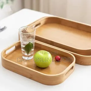 3 PCS Bamboo Rectangular Serving Tray