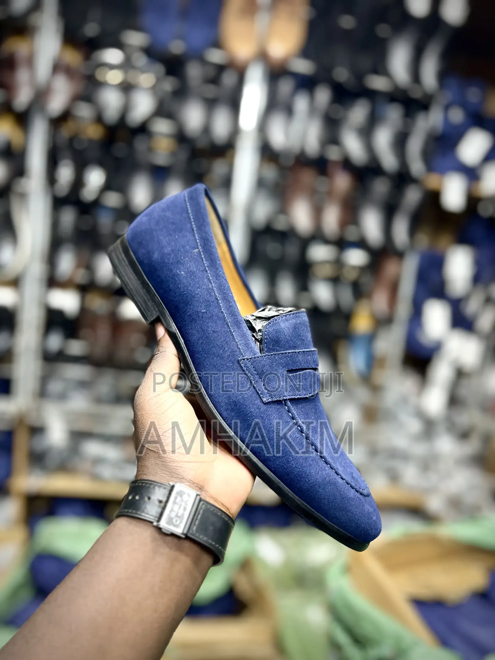 New Classic Navy Blue Suede Loafers in Stock