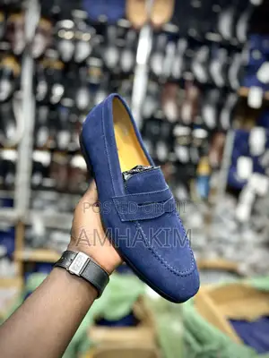 New Classic Navy Blue Suede Loafers in Stock