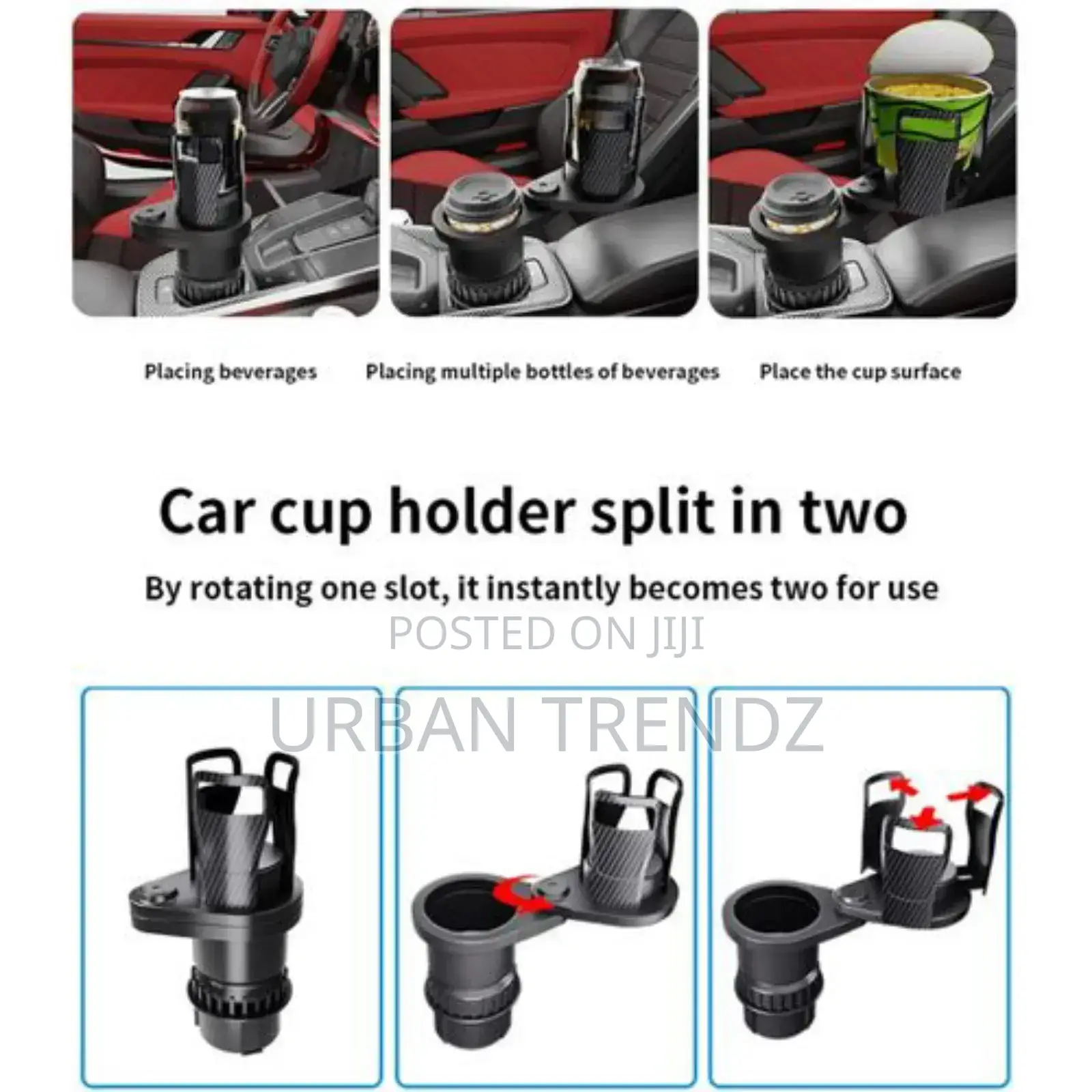 Car 2-in-1,360 Degree Cup Holder, Adjustable Base