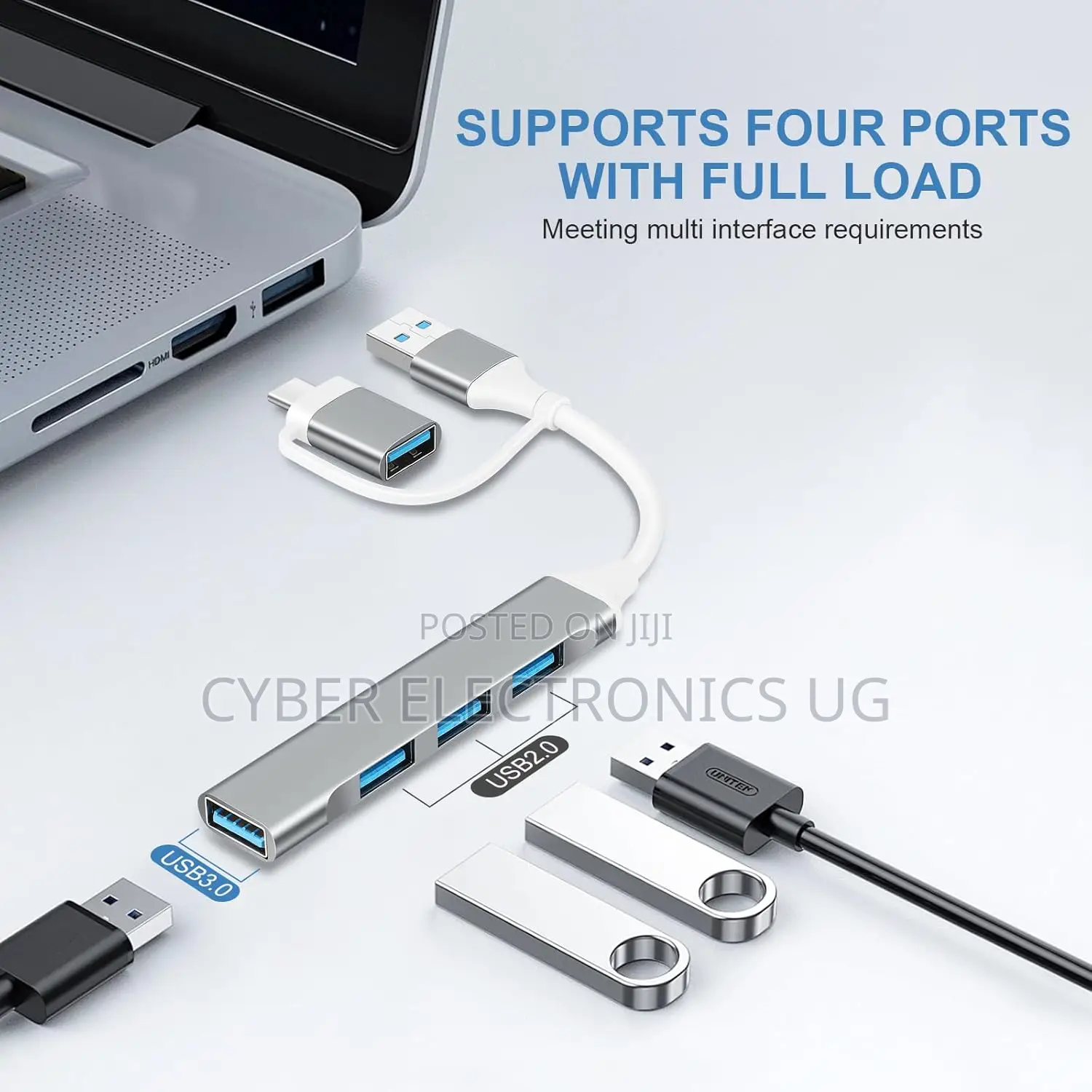 USB C Hub Adapter 2 in 1 USBC to USB Hub 4 Ports