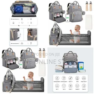 Diaper Bag Backpack With Baby Changing Station - Grey