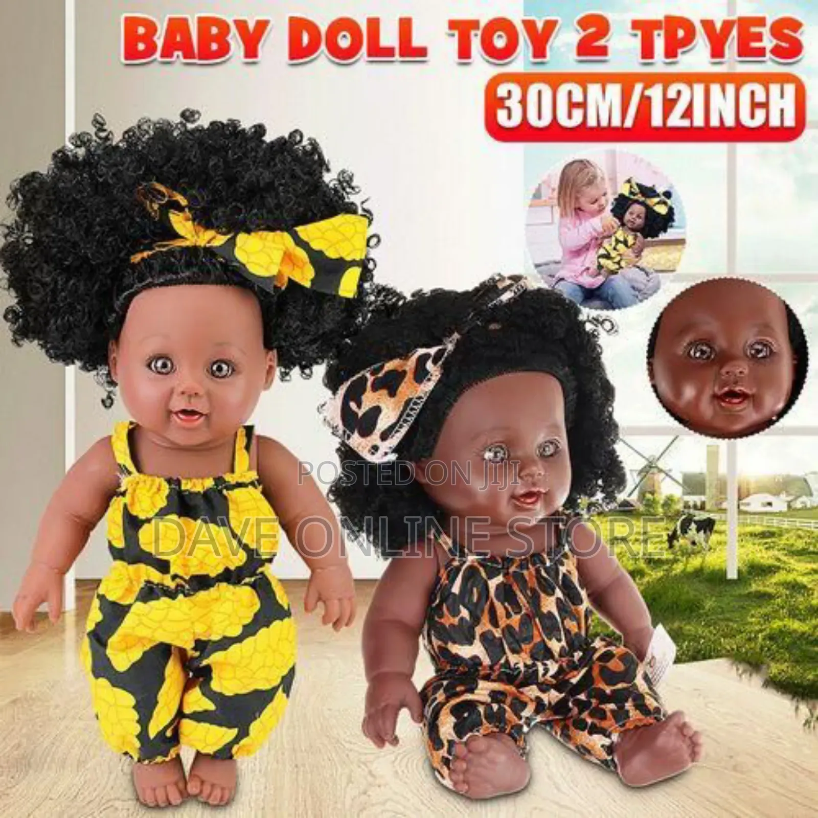 Black African Girl Doll for Kids Girl Age 3 4 5 6 7 Years