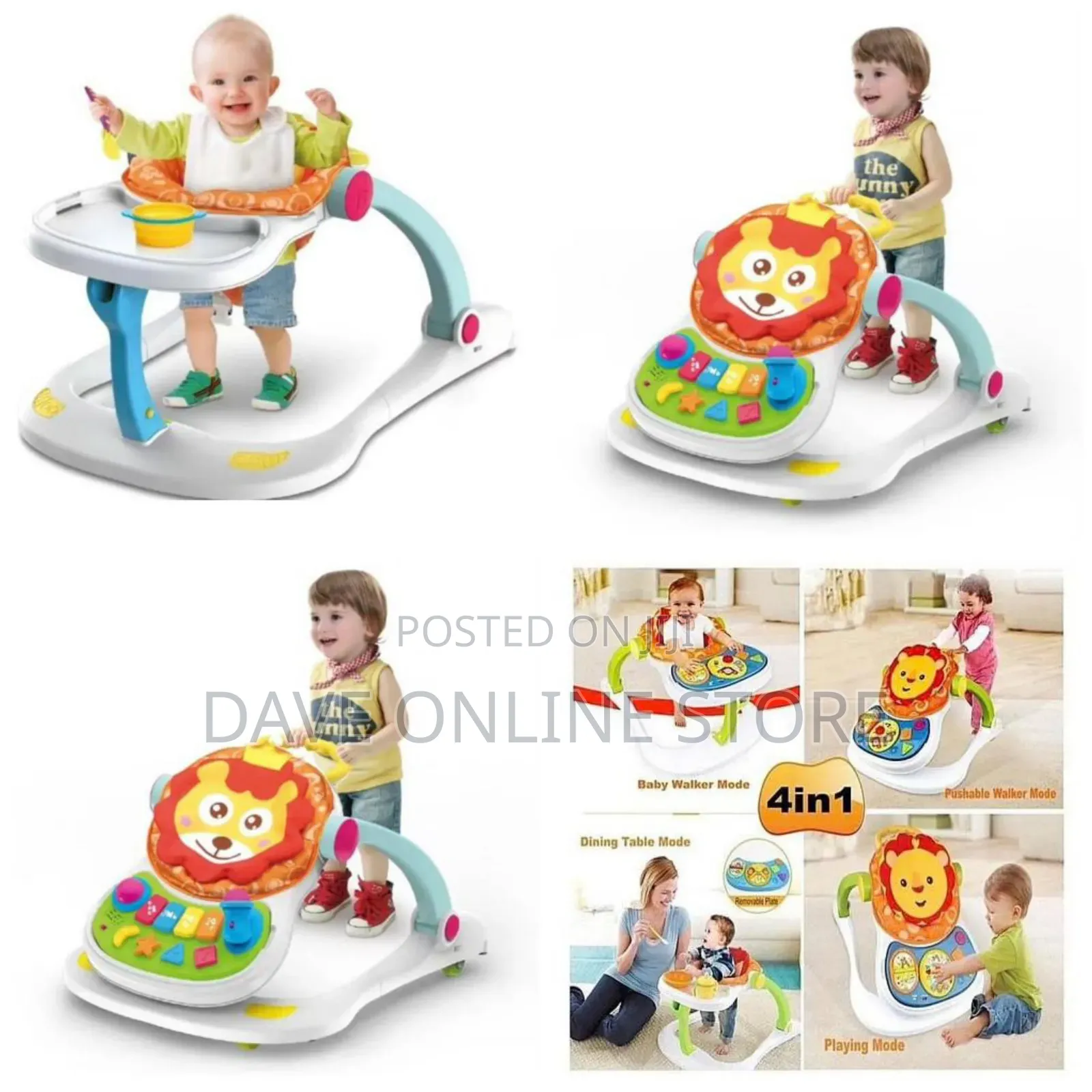 4 in 1 Multi Functional Entertainer Baby Walker,Feeding Seat