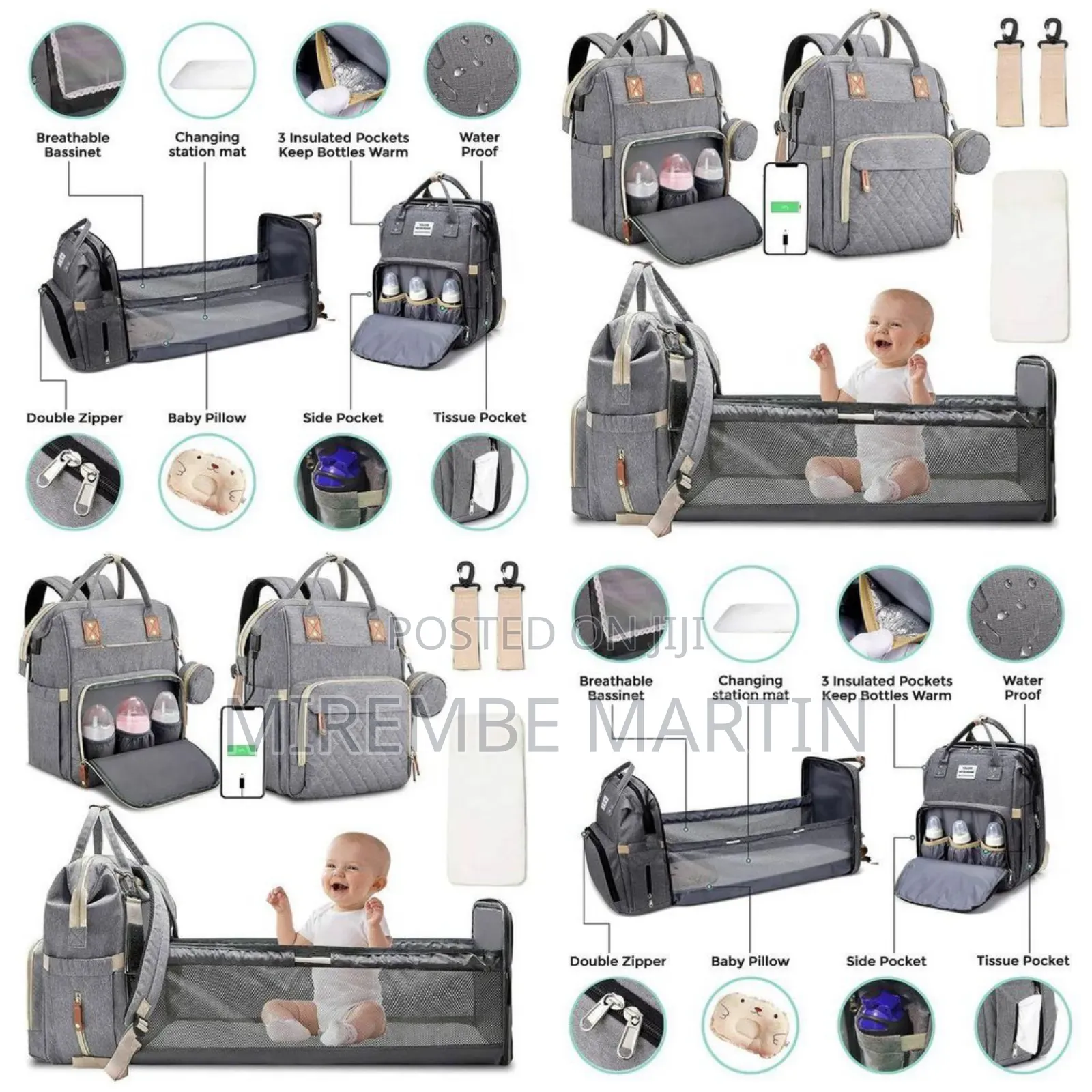 Baby Bed and Backpack With Changing Station for Infants