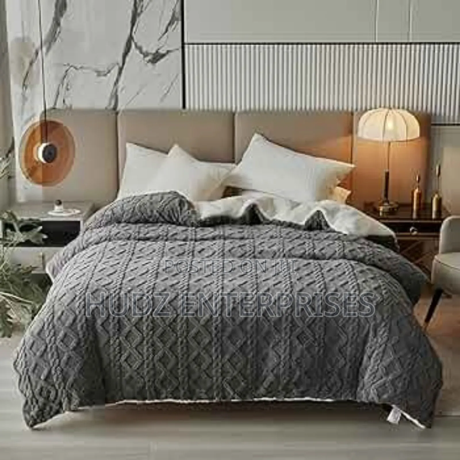 4pc Tufted Duvet 6x6 Gray