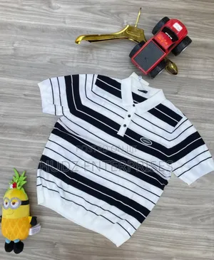 White With Big Strips Collar T-Shirt