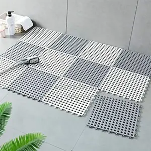 6pcs Interlocking Nonslip Bathroom Floor Tile Rubber Mat