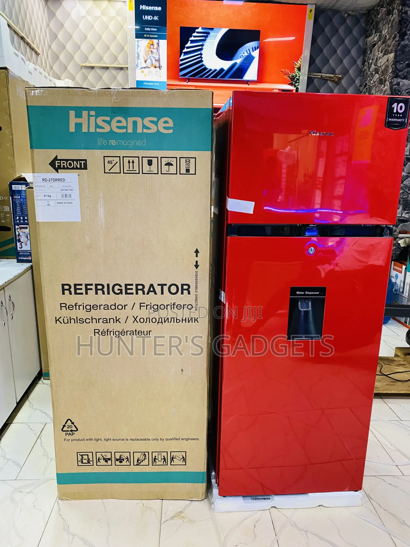 Hisense Double Door Fridge 270 Liters Red Color Brand New