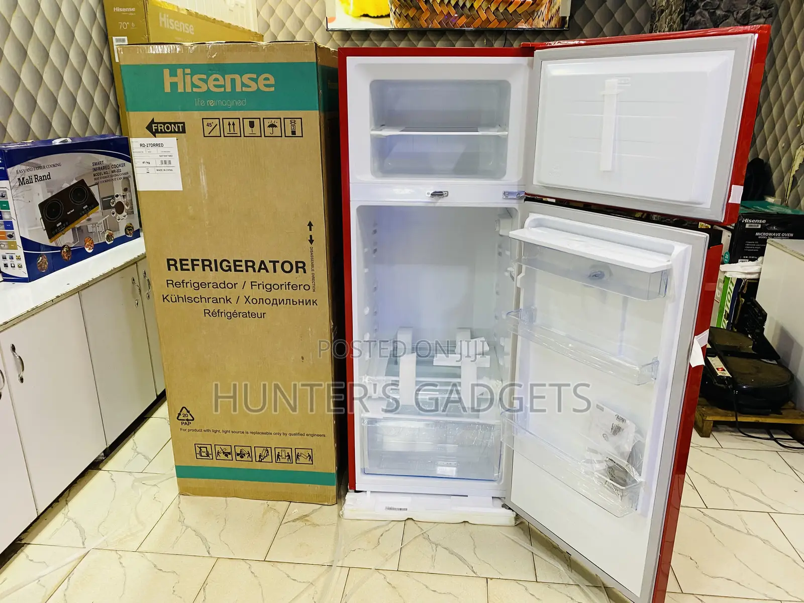 Hisense Double Door Fridge 270 Liters Red Color Brand New