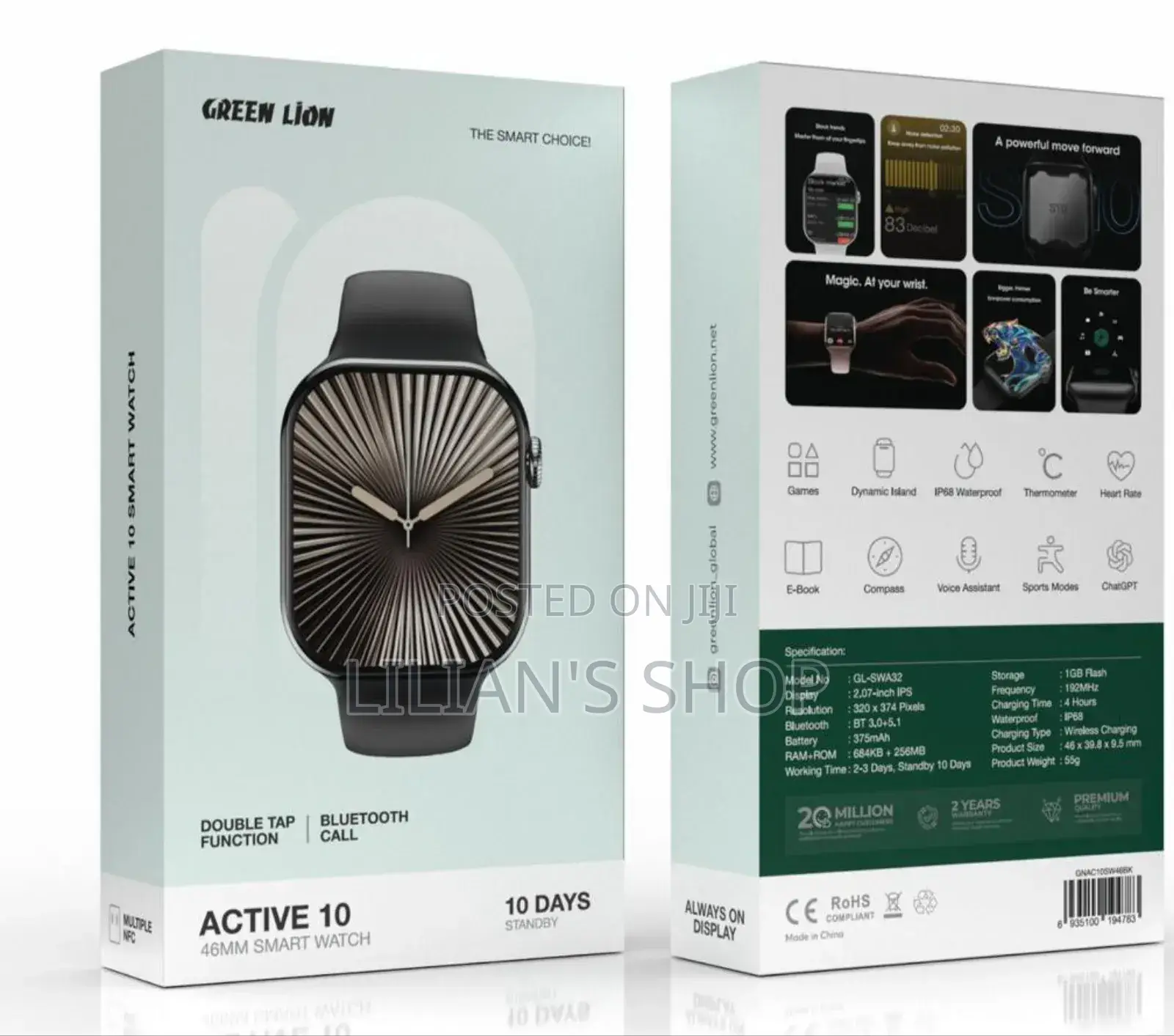 Greenlion Active 10 (46mm) Smart Watch Black