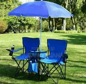 Photo - 2 Foldable Camping Chairs With Umbrella