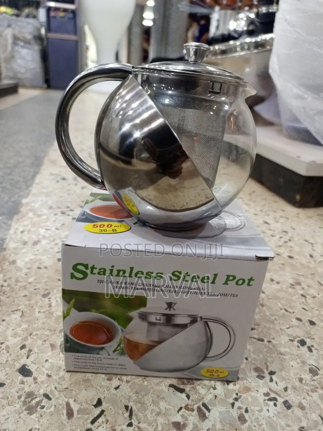 3/2cups Tea Pot (750mls) With Both Steel and Glass