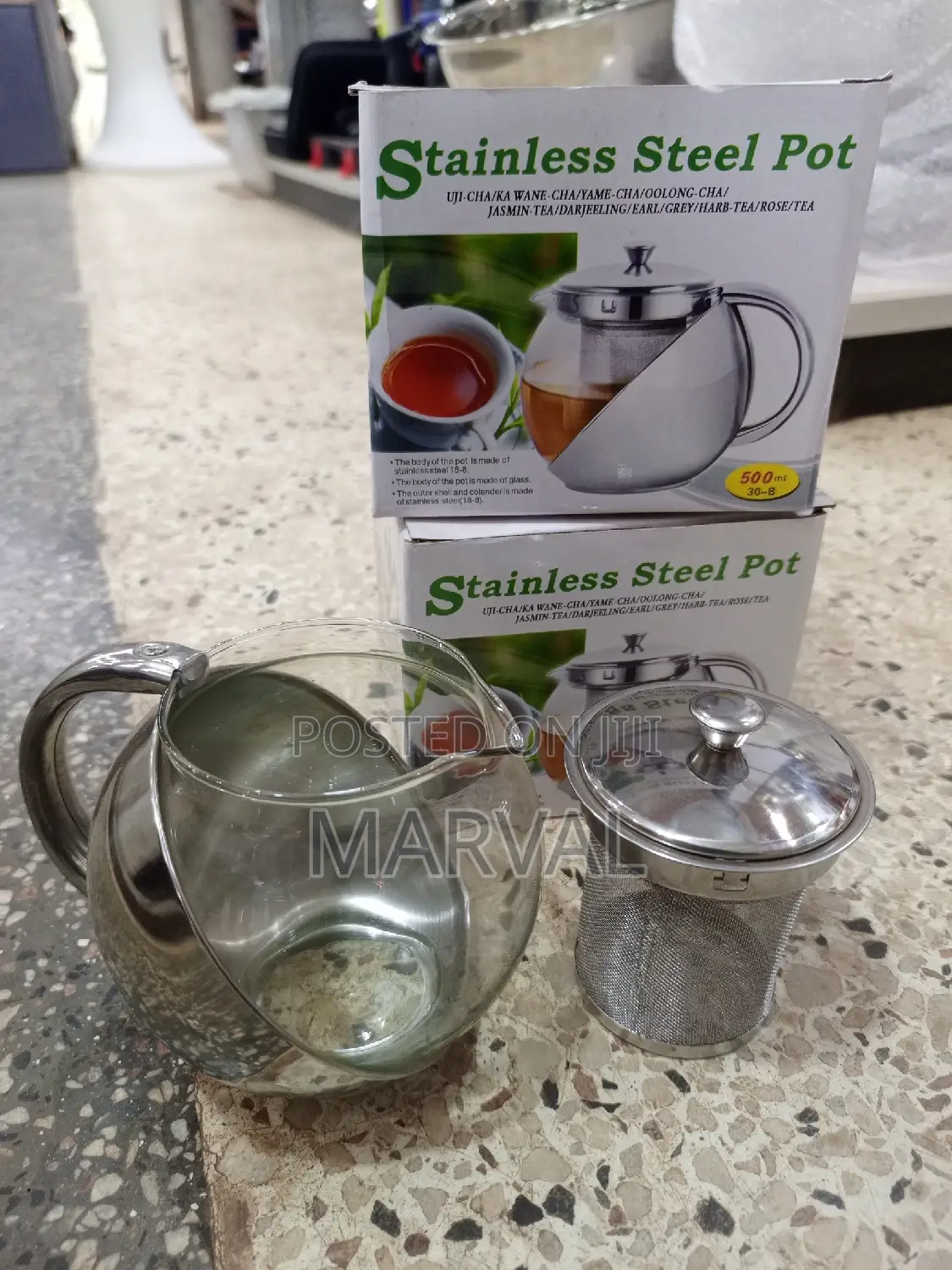 3/2cups Tea Pot (750mls) With Both Steel and Glass