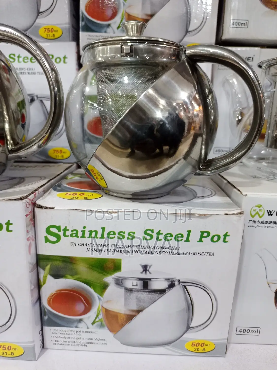 3/2cups Tea Pot (750mls) With Both Steel and Glass