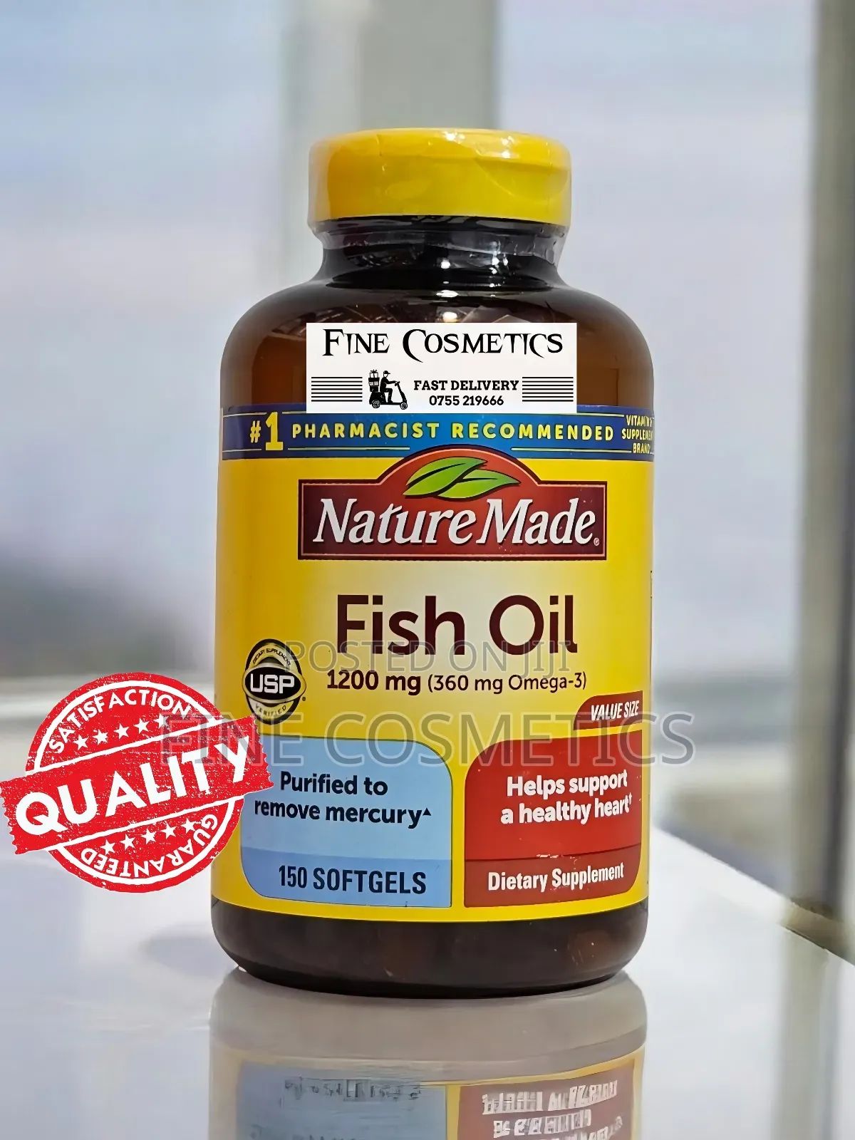 Nature Made Omega-3 Fish Oil for Healthy Heart. 150capsules