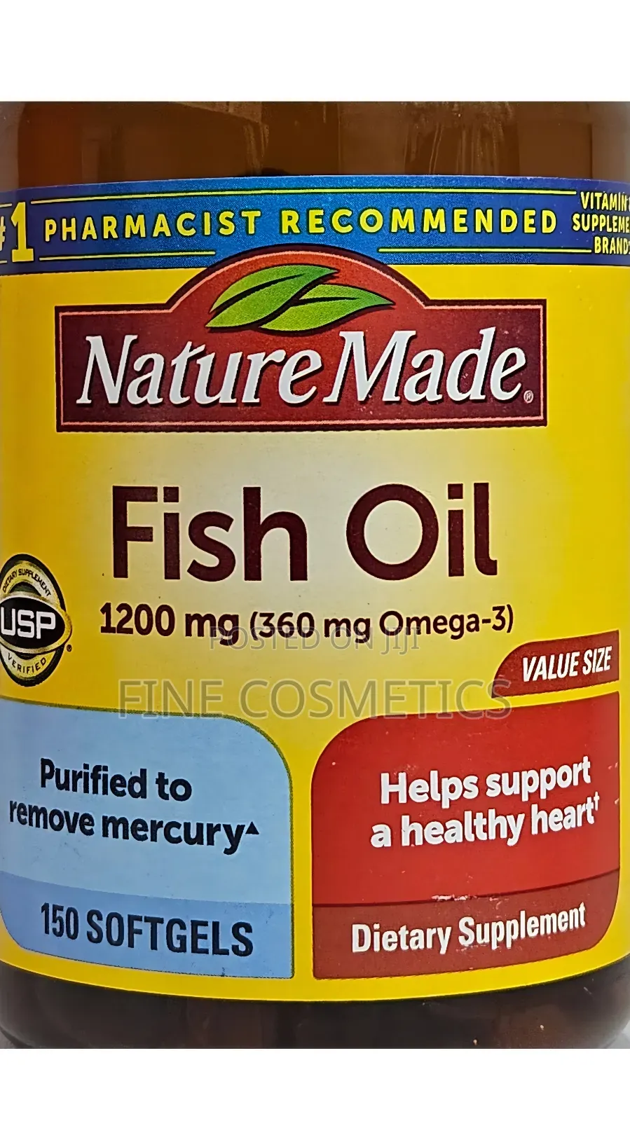 Nature Made Omega-3 Fish Oil for Healthy Heart. 150capsules