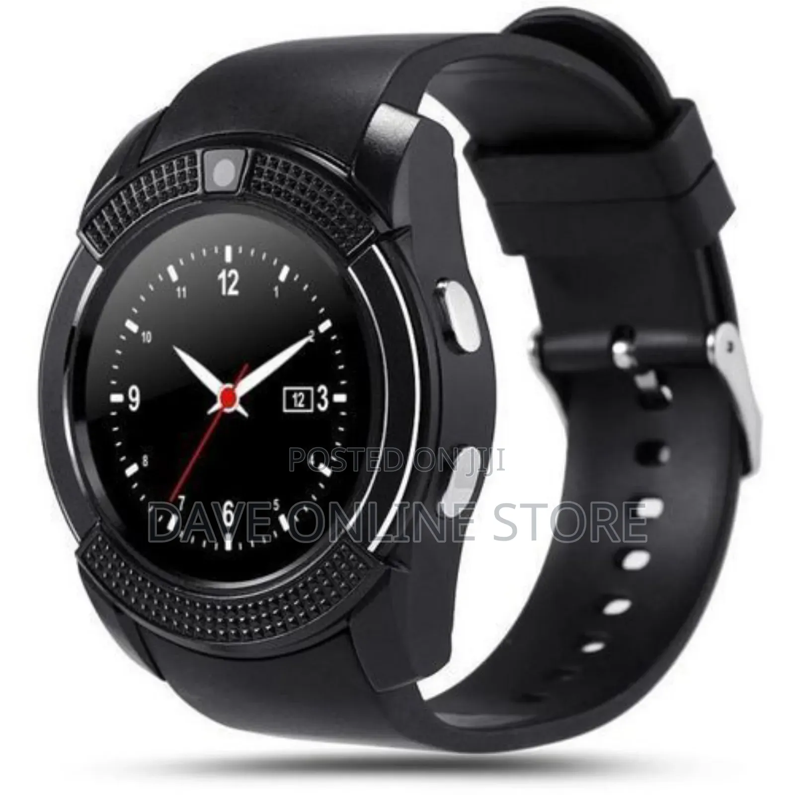 Silicon Round Smart Watch With Sim Card Bluetooth - Black