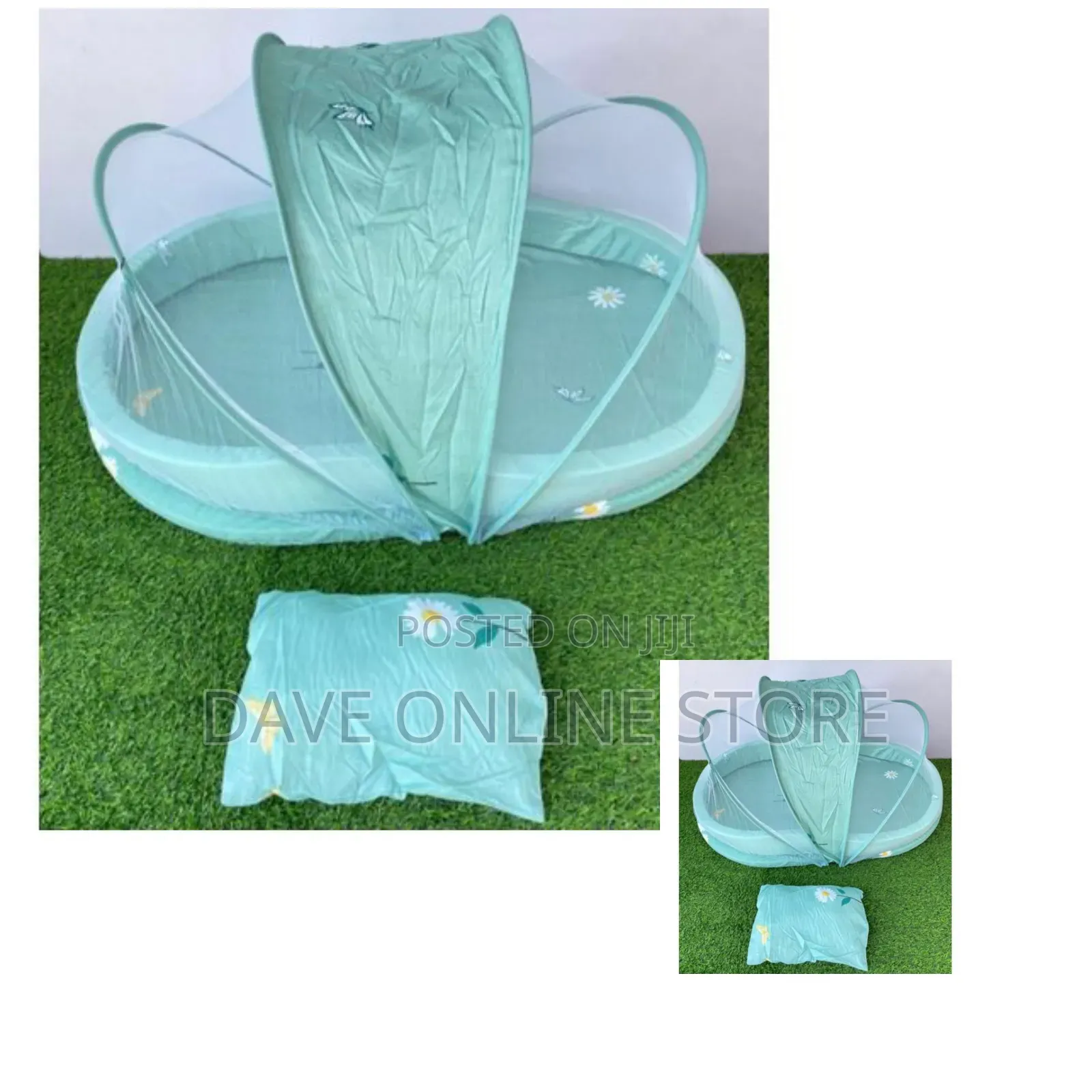 Foldable Baby Net Crib- Pink, Color May and Design Vary